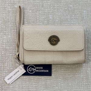 White Mountain Beige Vegan Leather Wristlet